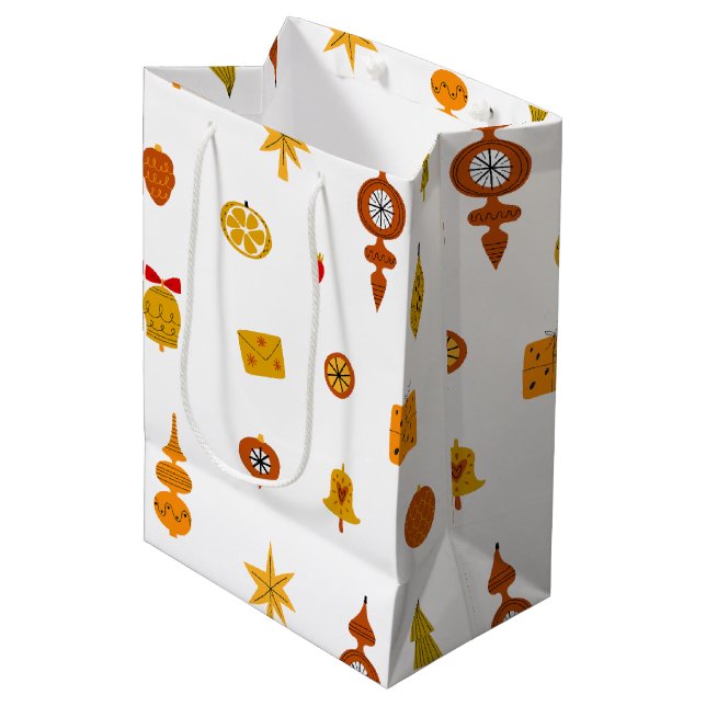 Retro Mid-Century Modern Christmas Icons  Medium Gift Bag (Front Angled)