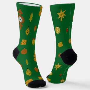 Retro Mid-Century Modern Christmas Icons  Socks