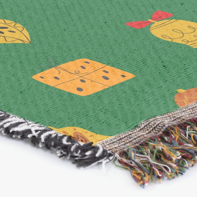 Retro Mid-Century Modern Christmas Icons  Throw Blanket (Corner)