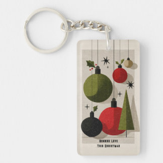 Retro Mid-Century Modern Christmas Ornaments Keychain