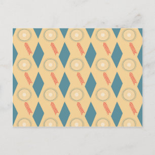Retro Mid Century Modern Circles Arrows Diamonds Postcard