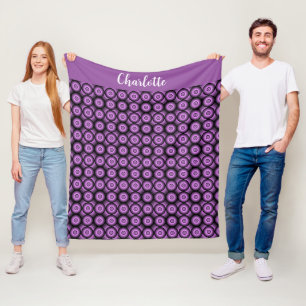 Retro mid century modern circles name monogram fleece blanket