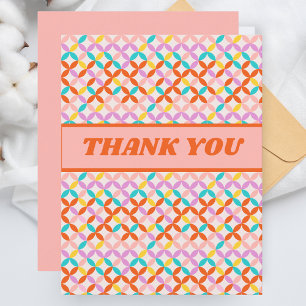 Retro Mid Century Modern Colourful Abstract Patter Thank You Card