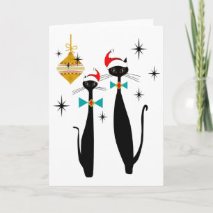 Retro Mid Century Modern Cool Cat Christmas Card