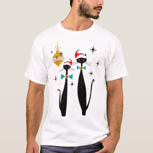 Retro Mid Century Modern Cool Cat Christmas T-Shirt