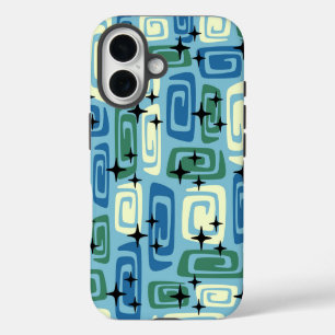 Retro Mid Century Modern Cosmic Abstract Pattern iPhone 16 Case