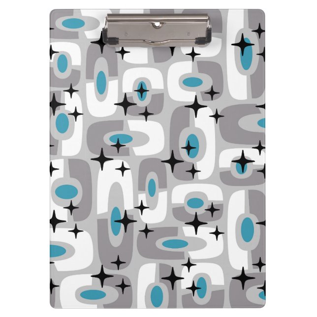 Retro Mid Century Modern Cosmic Abstract Pattern Clipboard (Front)