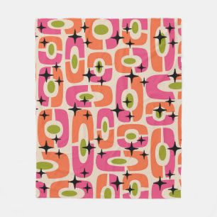 Retro Mid Century Modern Cosmic Abstract Pattern Fleece Blanket