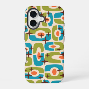 Retro Mid Century Modern Cosmic Abstract Pattern iPhone 16 Case