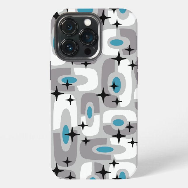 Retro Mid Century Modern Cosmic Abstract Pattern iPhone Case (Back)