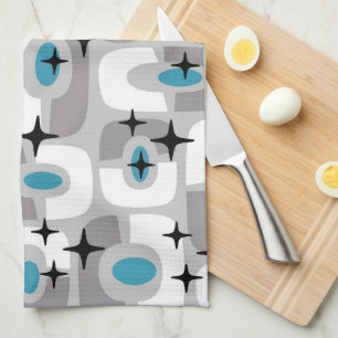 Retro Mid Century Modern Cosmic Abstract Pattern Kitchen Towel
