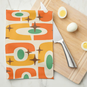 Retro Mid Century Modern Cosmic Abstract Pattern Kitchen Towel
