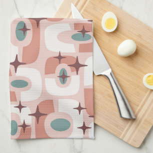 Retro Mid Century Modern Cosmic Abstract Pattern Kitchen Towel