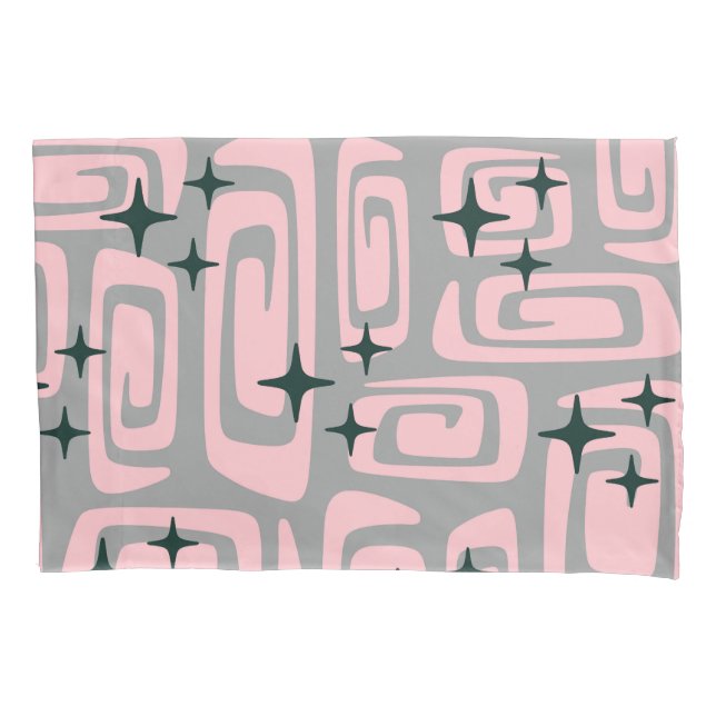 Retro Mid Century Modern Cosmic Abstract Pattern Pillowcase (Front-Left)