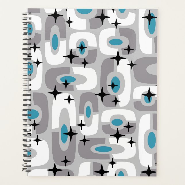 Retro Mid Century Modern Cosmic Abstract Pattern Planner (Front)