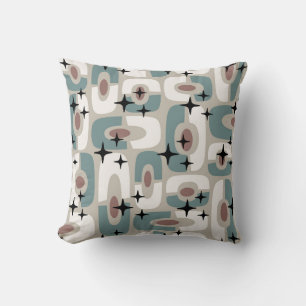Retro Mid Century Modern Cosmic Abstract Pattern Throw Pillow