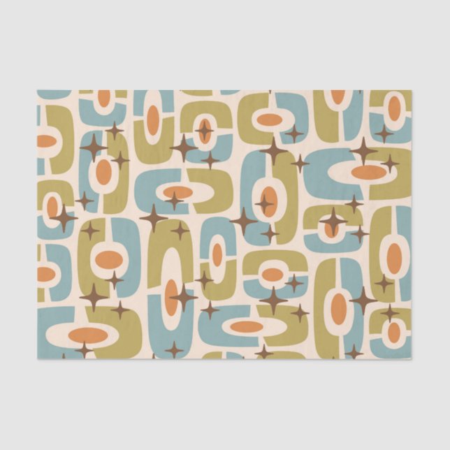 Retro Mid Century Modern Cosmic Abstract Pattern Tissue Paper (Front)