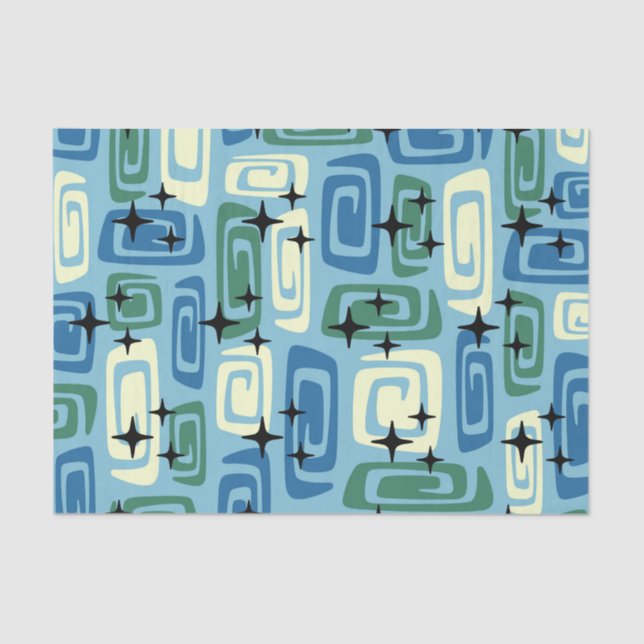 Retro Mid Century Modern Cosmic Abstract Pattern Tissue Paper (Front)