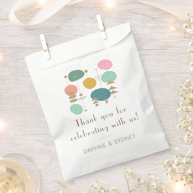 Retro Mid Century Modern Custom Wedding Thank You Favour Bag (Clipped)
