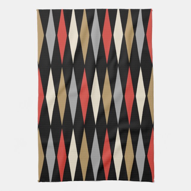Retro Mid Century Modern Diamond Pattern Kitchen Towel (Vertical)