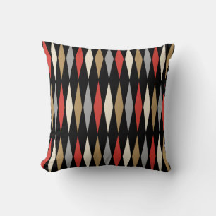 Retro Mid Century Modern Diamond Pattern Throw Pillow