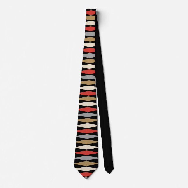Retro Mid Century Modern Diamond Pattern Tie (Front)