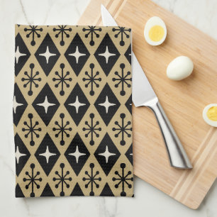 Retro Mid Century Modern Diamond Starburst Pattern Kitchen Towel
