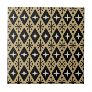 Retro Mid Century Modern Diamond Starburst Pattern Tile