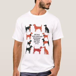 Retro Mid-Century Modern Dogs 50s 60s Style abstra T-Shirt