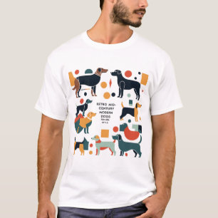 Retro Mid-Century Modern Dogs 50s 60s Style abstra T-Shirt