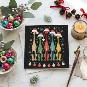Retro Mid-Century Modern Dogs 50s 60s Style Xmas Holiday Card