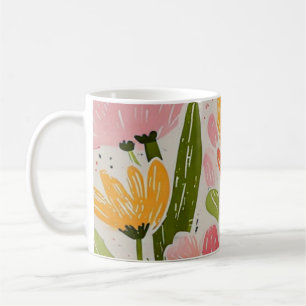 Retro Mid Century Modern Floral Design Coffee Mug