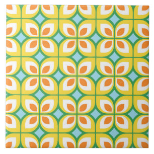 Retro Mid Century Modern Floral Pattern Tile