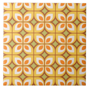Retro Mid Century Modern Floral Pattern Tile