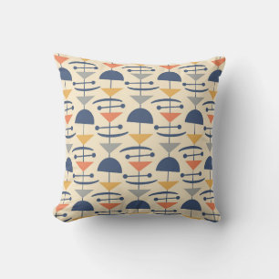 Retro Mid Century Modern Geometric Pattern Throw Pillow