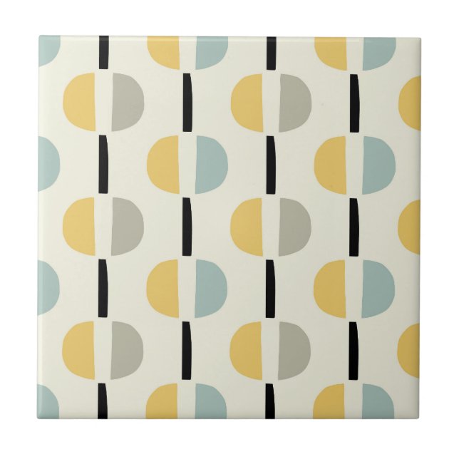 Retro Mid Century Modern Geometric Pattern Tile (Front)