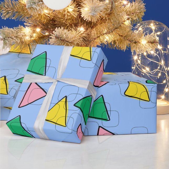 Retro Mid-Century Modern Geometric Triangles Wrapp Wrapping Paper (Holidays)