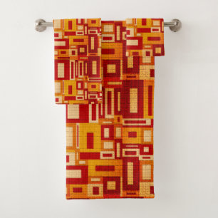 Retro Mid Century Modern Geometrics BathTowel Set
