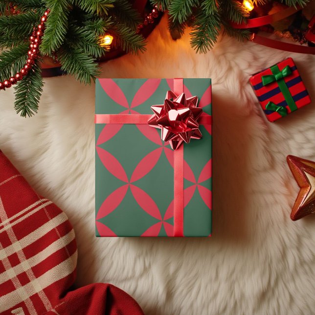 Retro Mid Century Modern Holiday Geometric Floral  Wrapping Paper (Creator Uploaded)