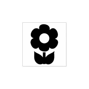 Retro Mid Century Modern Minimalist Flower Rubber Stamp