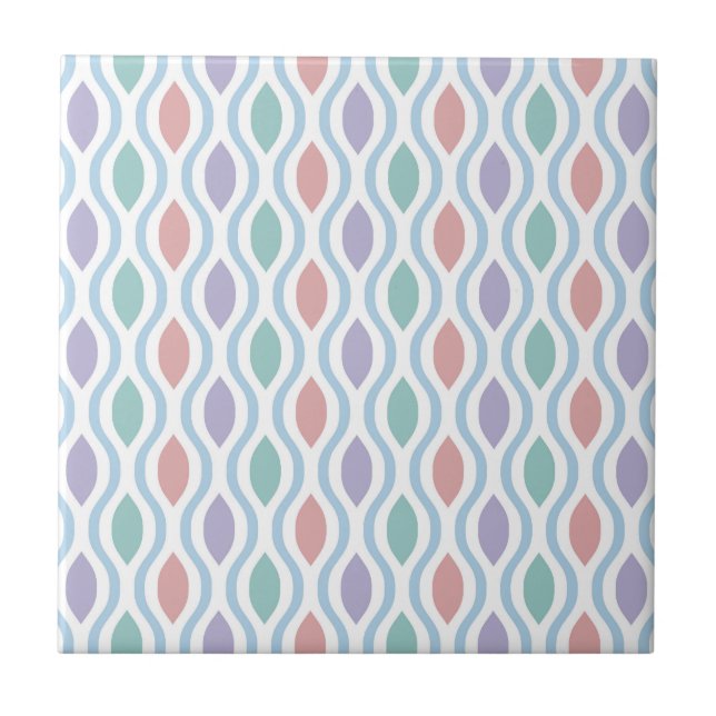Retro Mid Century Modern Ogee Pattern Tile (Front)