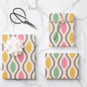 Retro Mid Century Modern Ogee Pattern Wrapping Paper Sheet