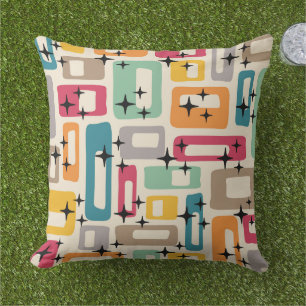 Retro Mid Century Modern Outdoor Pillow