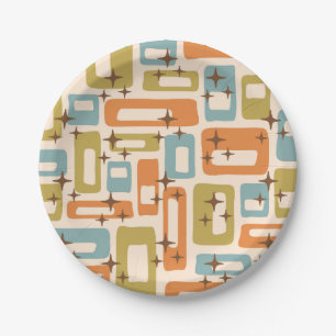 Retro Mid Century Modern Paper Plate