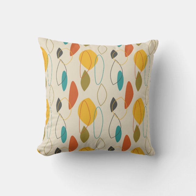 Retro Mid century modern patterned number 1 Throw Pillow (Front)
