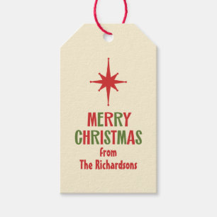 Retro Mid-Century Modern Personalized Christmas Gift Tags