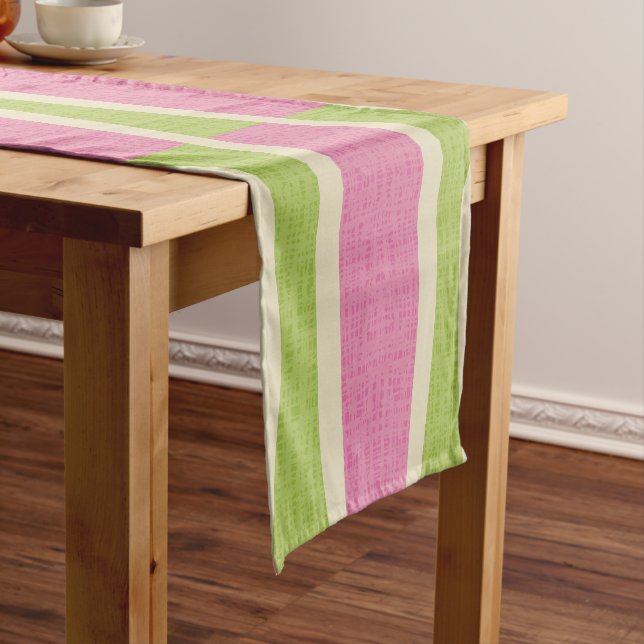 Retro Mid Century Modern Pin Stripes Pattern Short Table Runner (In Situ)