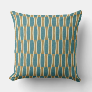 Retro Mid Century Modern Pin Stripes Pattern Throw Pillow