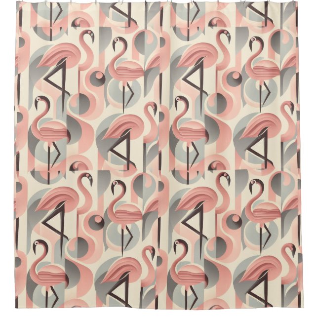 Retro Mid Century Modern Pink Flamingos (Front)