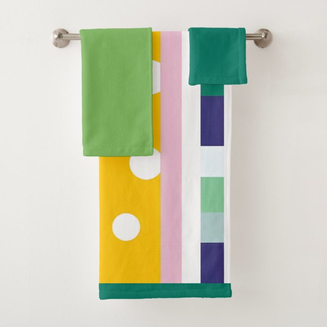 Retro Mid-century modern Pop art inspired Bath Towel Set (Insitu)